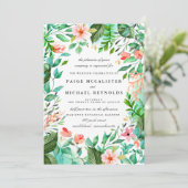 ターコイズブルーピンクフローラボタニッ結婚クス 招待状 (スタンド正面)