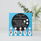 ターコイズブルーピンパーティーボーリング誕生パーティー 招待状 (スタンド正面)