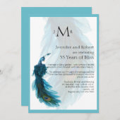 ターコイズブルーピーコックプラムウェディングアニバーサリー 招待状 (正面/裏面)