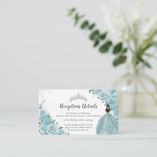 ターコイズブルーフローラシルバーキンセニェラ披露宴 エンクロージャーカード (スタンド正面)