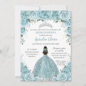 ターコイズブルーフローラプリンセスシルバーキンセアニラ 招待状 (正面)