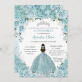 ターコイズブルーフローラプリンセスシルバーキンセアニラ 招待状 (正面/裏面)