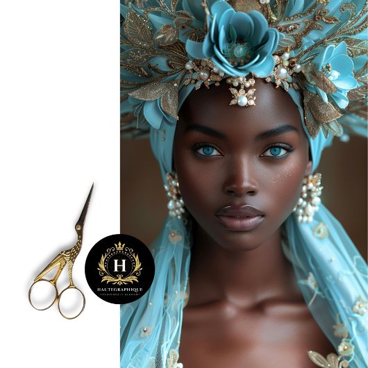 ターコイズブルーフローラヘアドレスデクページ 薄葉紙