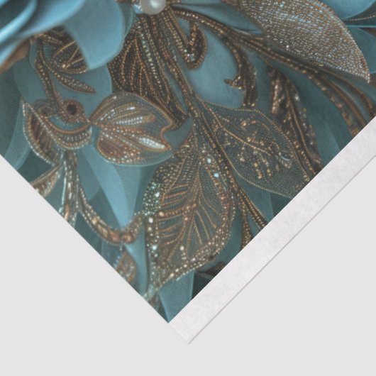 ターコイズブルーフローラヘアドレスデクページ 薄葉紙 (詳細)