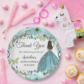 ターコイズブルーフローラ蝶金ゴールドプリンセス ペーパープレート (パーティー)