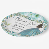 ターコイズブルーフローラ蝶金ゴールドプリンセス ペーパープレート (アングル)