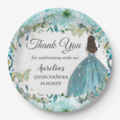 ターコイズブルーフローラ蝶金ゴールドプリンセス ペーパープレート (正面)