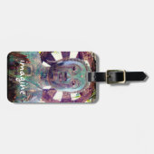 ターコイズブルーブッダ写真想像スクリプトアンティーク ラゲッジタグ (正面横)