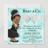 ターコイズブルーブレックファーストベビーシャワー 招待状 (正面)