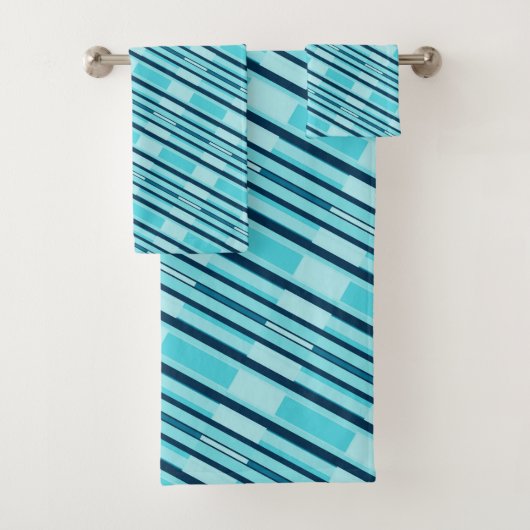 ターコイズブループレイド先住民アメリカンラインアート バスタオルセット (インサイチュ)