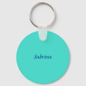 ターコイズブループロフェッショナルモダンエレガント名 キーホルダー (裏面)