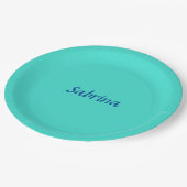 ターコイズブループロフェッショナルモダンエレガント名 ペーパープレート (アングル)