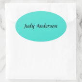 ターコイズブループロフェッショナルモダンエレガント名 楕円形シール (バッグ)