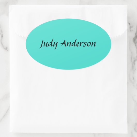 ターコイズブループロフェッショナルモダンエレガント名 楕円形シール (バッグ)