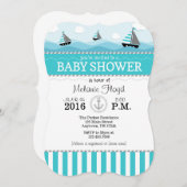 ターコイズブルーベビー航海のシャワー招待状 招待状 (正面/裏面)
