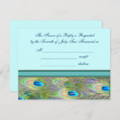 ターコイズブルーペアカインドウェディング招待状 出欠カード (正面/裏面)