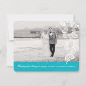 ターコイズブルーペイズリーピーコックサンキューカード サンキューカード (裏面)