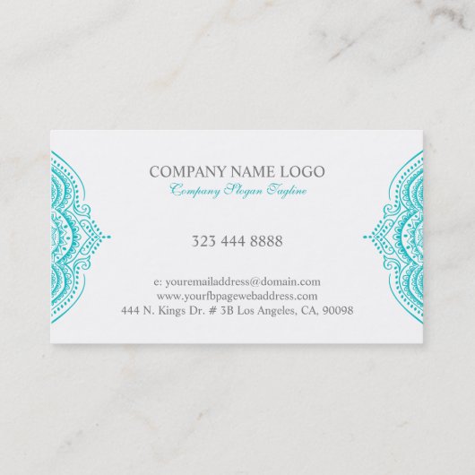 ターコイズブルーペイズリーレース曼荼羅 名刺 (裏面)