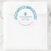 ターコイズブルーペイズリーレース ラウンドシール (バッグ)