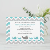 ターコイズブルーホエールボーイ赤ちゃんシャワー招待状 招待状 (スタンド正面)