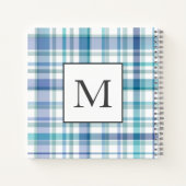 ターコイズブルーホワイトウォーターカラープレイド ノートブック (裏面)