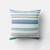 ターコイズブルーホワイトウォーター色のストライプ クッション (裏面)