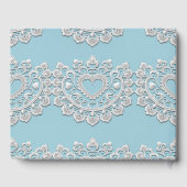 ターコイズブルーホワイトレース結婚ハート ゲストブック (裏面)