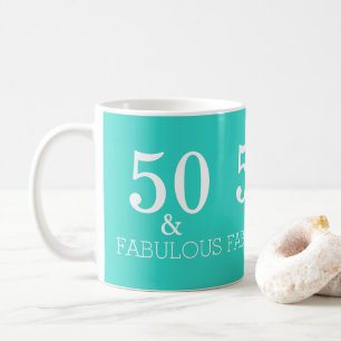 ターコイズブルーホワイト50と素晴らしい誕生日 コーヒーマグカップ