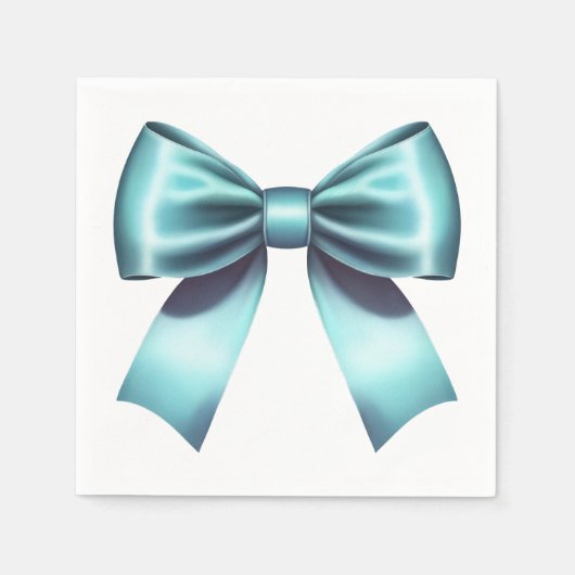 ターコイズブルーボウエレガントブライダルシャワー結婚ズ スタンダードカクテルナプキン (正面)