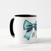 ターコイズブルーボウエレガントブライダルシャワー結婚ズ マグカップ (正面左)