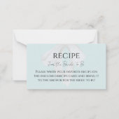 ターコイズブルーボウブライダルシャワーレシピカード ノートカード (正面)