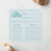 ターコイズブルーボウブライダルシャワーレシピカード(2) ノートカード (正面/裏面インサイチュ)