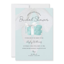 ターコイズブルーボウブライダルシャワー招待