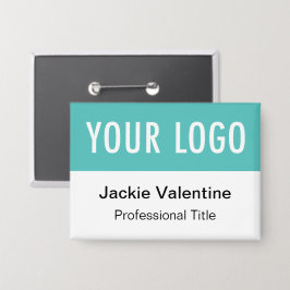 ターコイズブルーボタンバッジピンバック名タグロゴ 缶バッジ