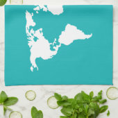 ターコイズブルーマップ キッチンタオル (折り畳み)