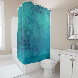 ターコイズブルーマンダラ動揺してデザイン シャワーカーテン