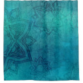 ターコイズブルーマンダラ動揺してデザイン シャワーカーテン (正面)