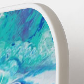 ターコイズブルーマーブルモノグラム名パーソナライズされた ピックルボールラケット (左詳細)