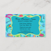 ターコイズブルーモダンペイズリーパターンモノグラム 名刺 (裏面)