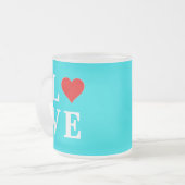 ターコイズブルーモダンロスタイリッシュ フロストグラスマグカップ (正面左)