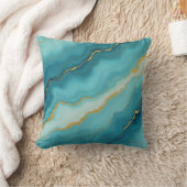 ターコイズブルーモダン金ゴールドマーブルコレクション クッション (ブランケット)