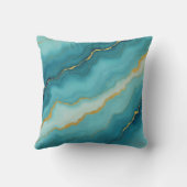 ターコイズブルーモダン金ゴールドマーブルコレクション クッション (裏面)