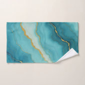 ターコイズブルーモダン金ゴールドマーブルコレクション バスタオルセット (ハンドタオル)