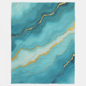 ターコイズブルーモダン金ゴールドマーブルコレクション フリースブランケット (正面)