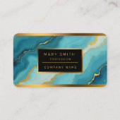 ターコイズブルーモダン金ゴールドマーブルコレクション 名刺 (正面)