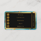 ターコイズブルーモダン金ゴールドマーブルコレクション 名刺 (裏面)