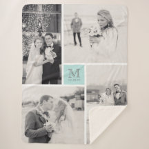 ターコイズブルーモノグラム4フォトコラージュ結婚ズ