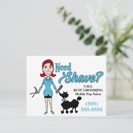 ターコイズブルーユーモアのあるウィーアシェーブトリマーポスト ポストカード (スタンド正面)