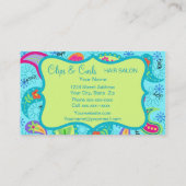 ターコイズブルーライムグリーンモダンペイズリーパターン 名刺 (裏面)