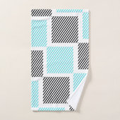 ターコイズブルーライン正方形 バスタオルセット (ハンドタオル)